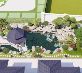 Hình ảnh hồ cá Koi thiết kế 3D